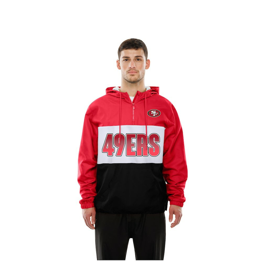 San Francisco 49ers New Era Ripstop Quarter-Zip Hooded Windbreaker