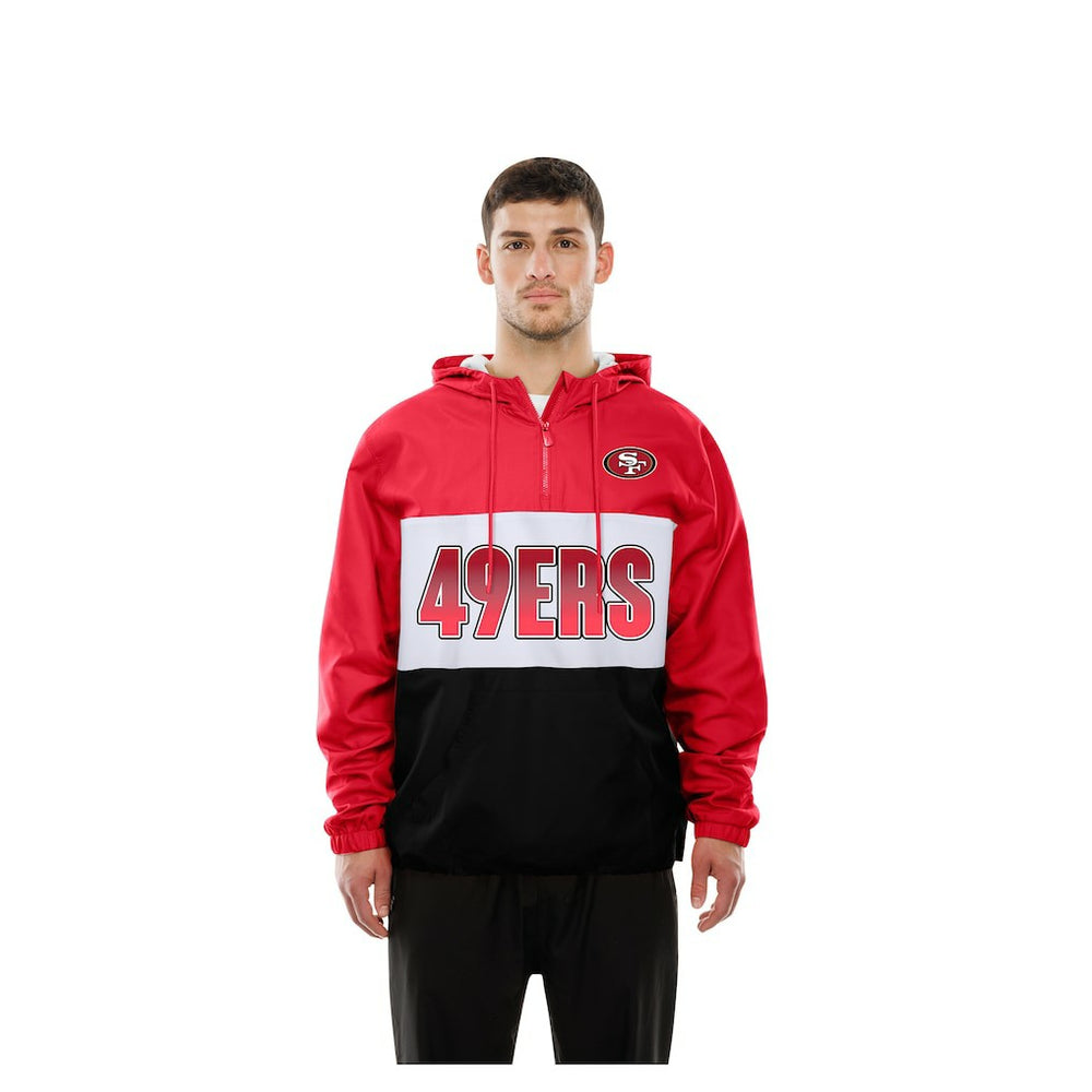 San Francisco 49ers New Era Ripstop Quarter-Zip Hooded Windbreaker
