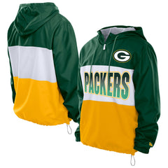 Green Bay Packers New Era Ripstop Quarter-Zip Hooded Windbreaker