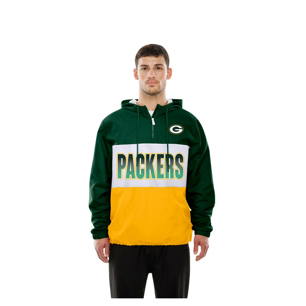 Green Bay Packers New Era Ripstop Quarter-Zip Hooded Windbreaker