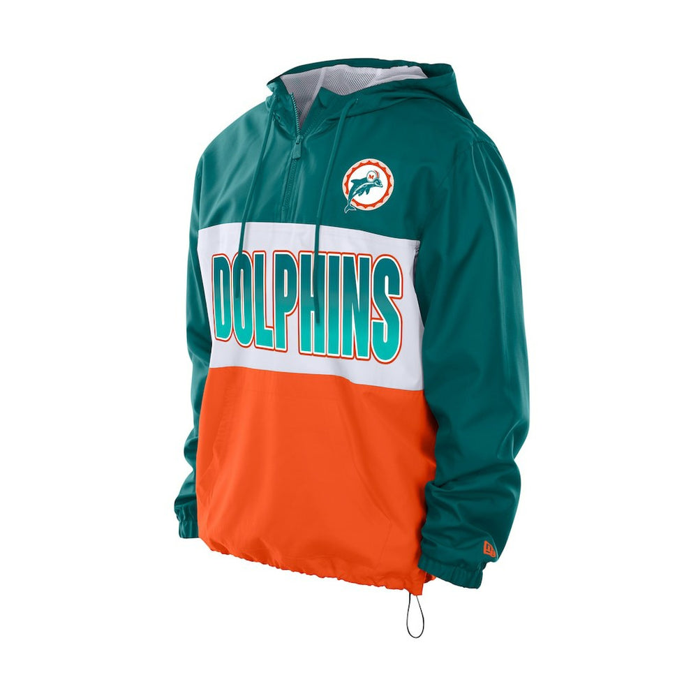 Miami Dolphins New Era Ripstop Quarter-Zip Hooded Windbreaker