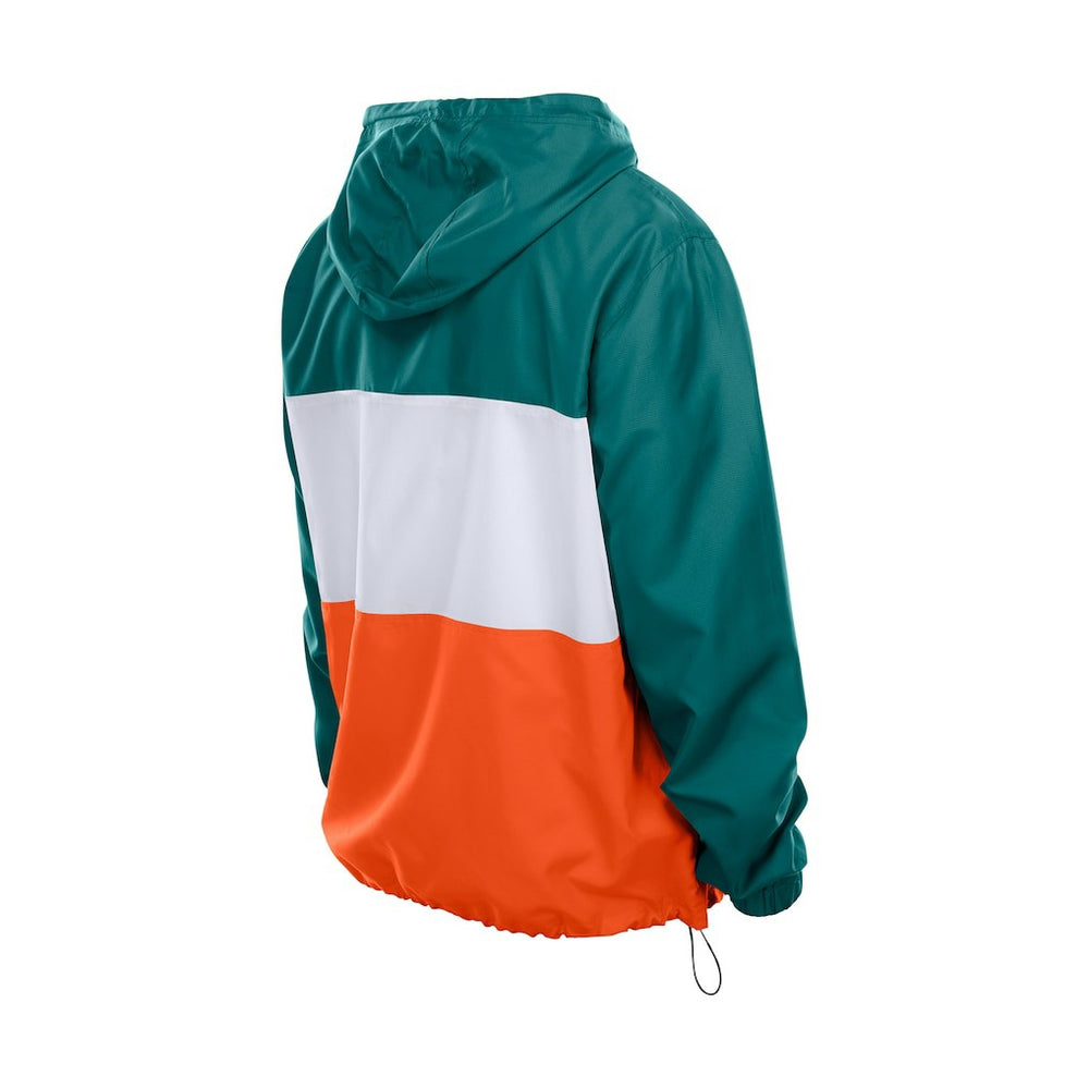 Miami Dolphins New Era Ripstop Quarter-Zip Hooded Windbreaker