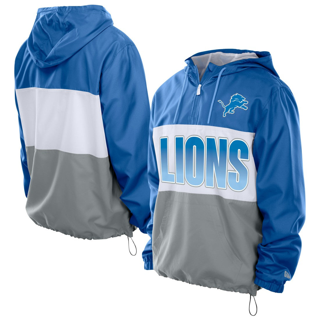 Detroit Lions New Era Ripstop Quarter-Zip Hooded Windbreaker