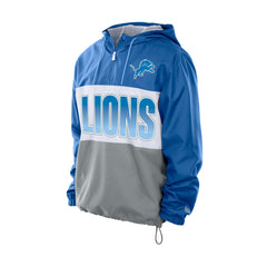 Detroit Lions New Era Ripstop Quarter-Zip Hooded Windbreaker