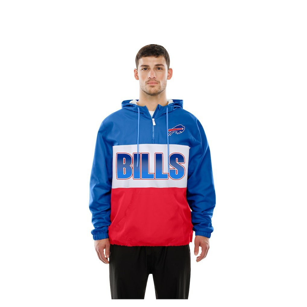 Buffalo Bills New Era Ripstop Quarter-Zip Hooded Windbreaker