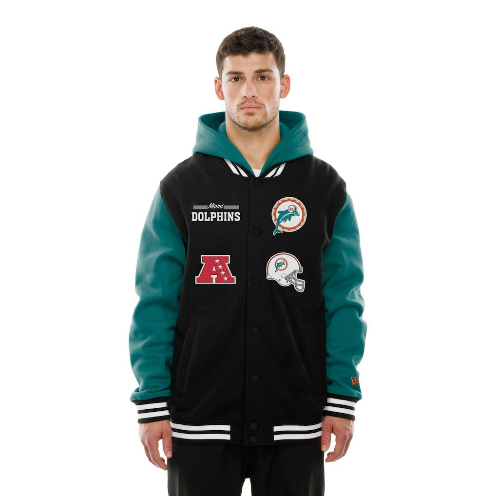 Miami Dolphins New Era Full-Snap Fleece Hoodie Jacket