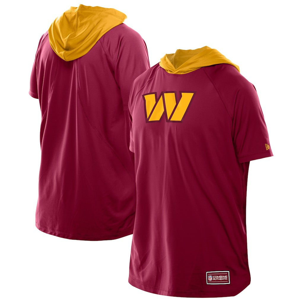 Washington Commanders New Era Combine Authentic Hooded Raglan Short-Sleeve T-Shirt