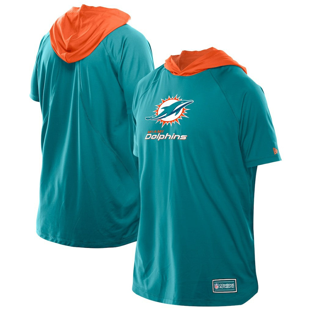 Miami Dolphins New Era Combine Authentic Hooded Raglan Short-Sleeve T-Shirt