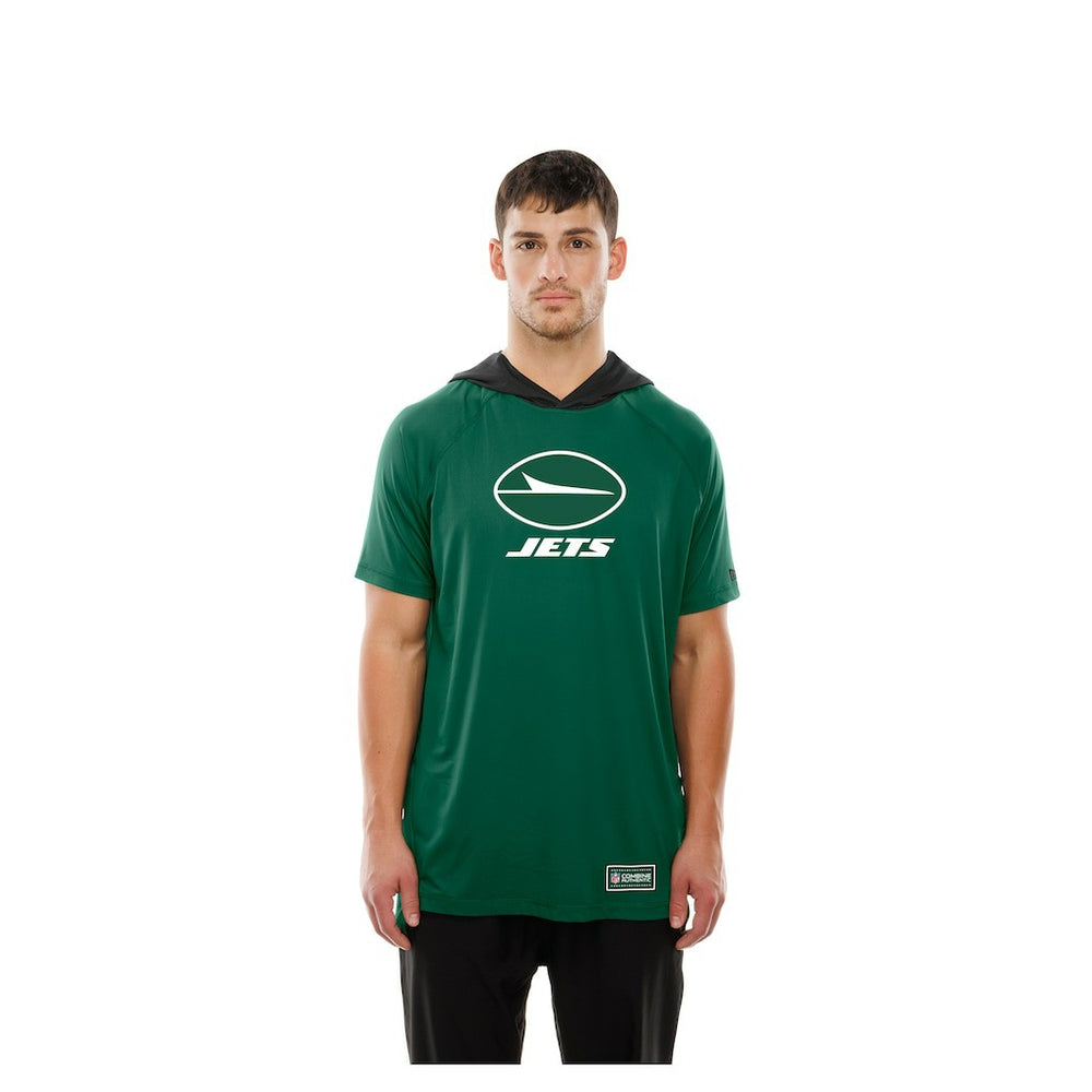 New York Jets New Era Combine Authentic Hooded Raglan Short-Sleeve T-Shirt
