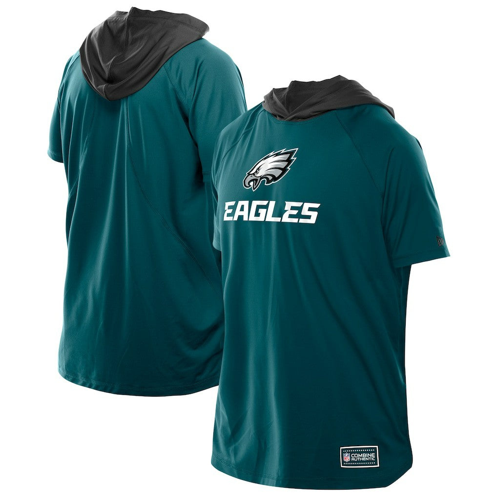Philadelphia Eagles New Era Combine Authentic Hooded Raglan Short-Sleeve T-Shirt