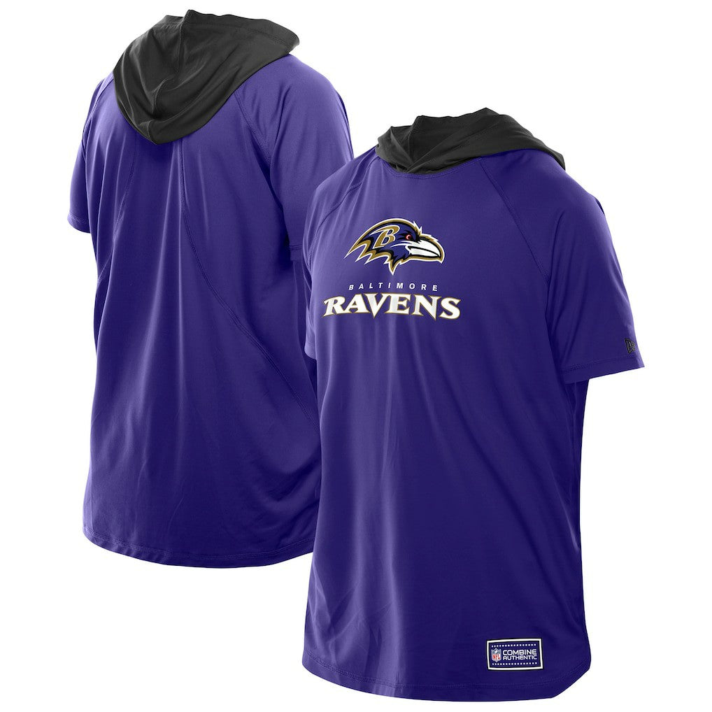 Baltimore Ravens New Era Combine Authentic Hooded Raglan Short-Sleeve T-Shirt