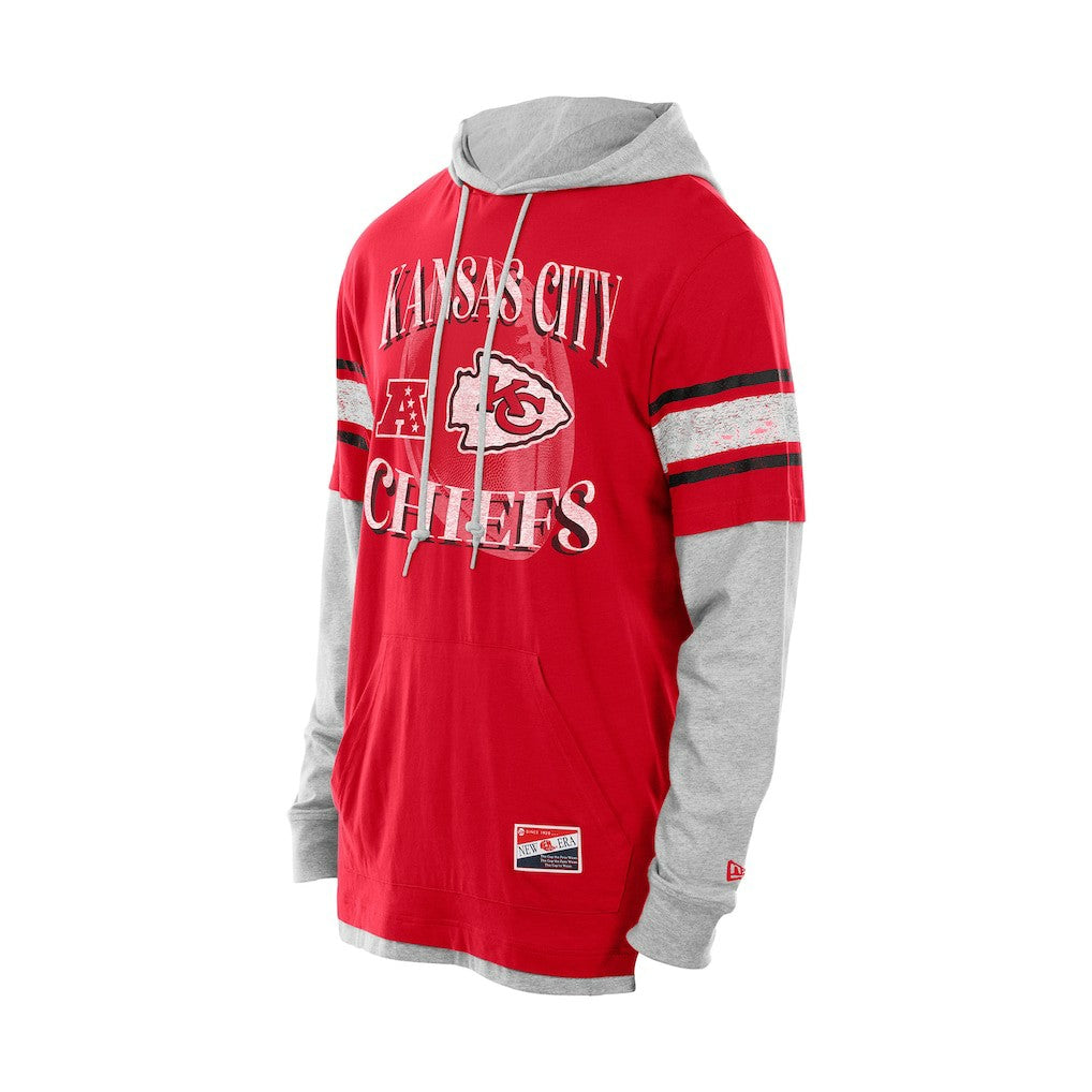 Kansas City Chiefs New Era Twofer Layered Long Sleeve Hoodie T-Shirt