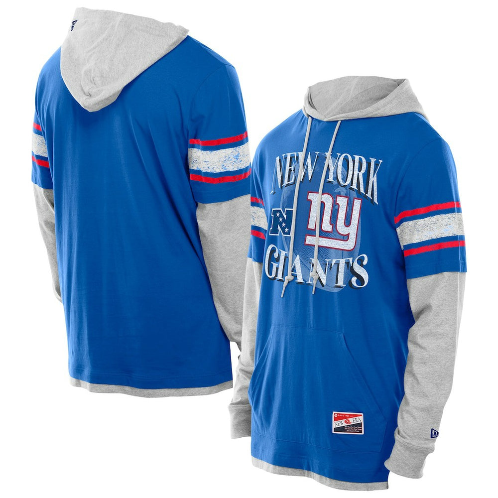 New York Giants New Era Twofer Layered Long Sleeve Hoodie T-Shirt
