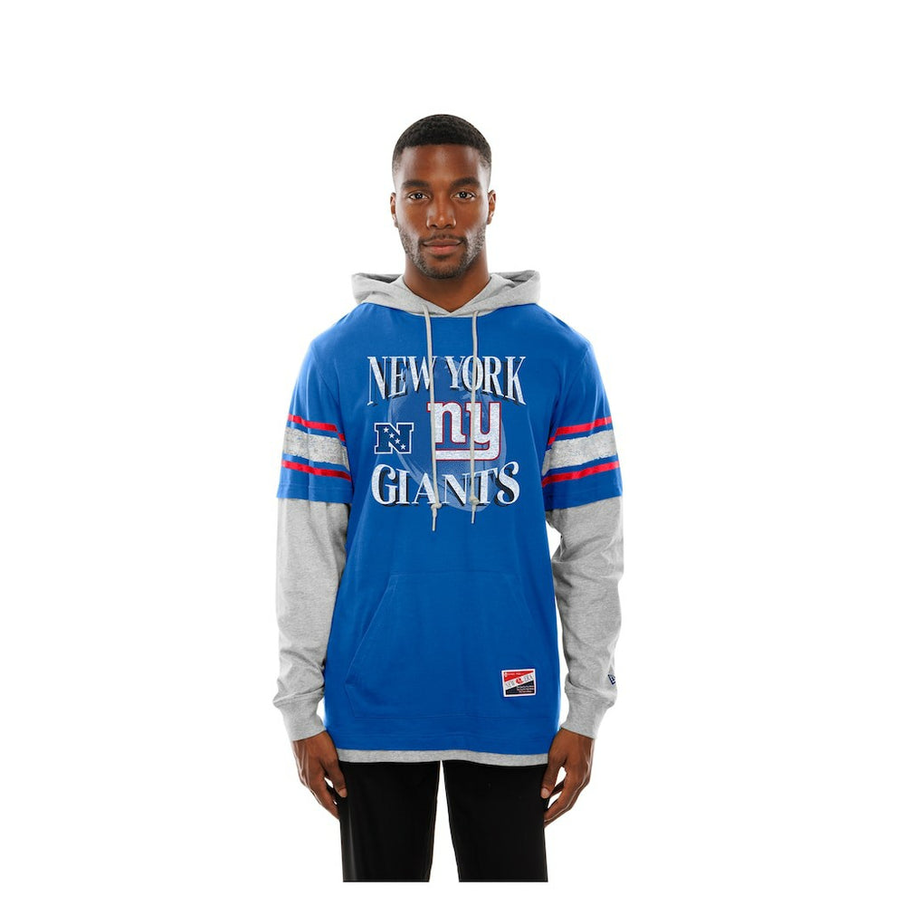 New York Giants New Era Twofer Layered Long Sleeve Hoodie T-Shirt