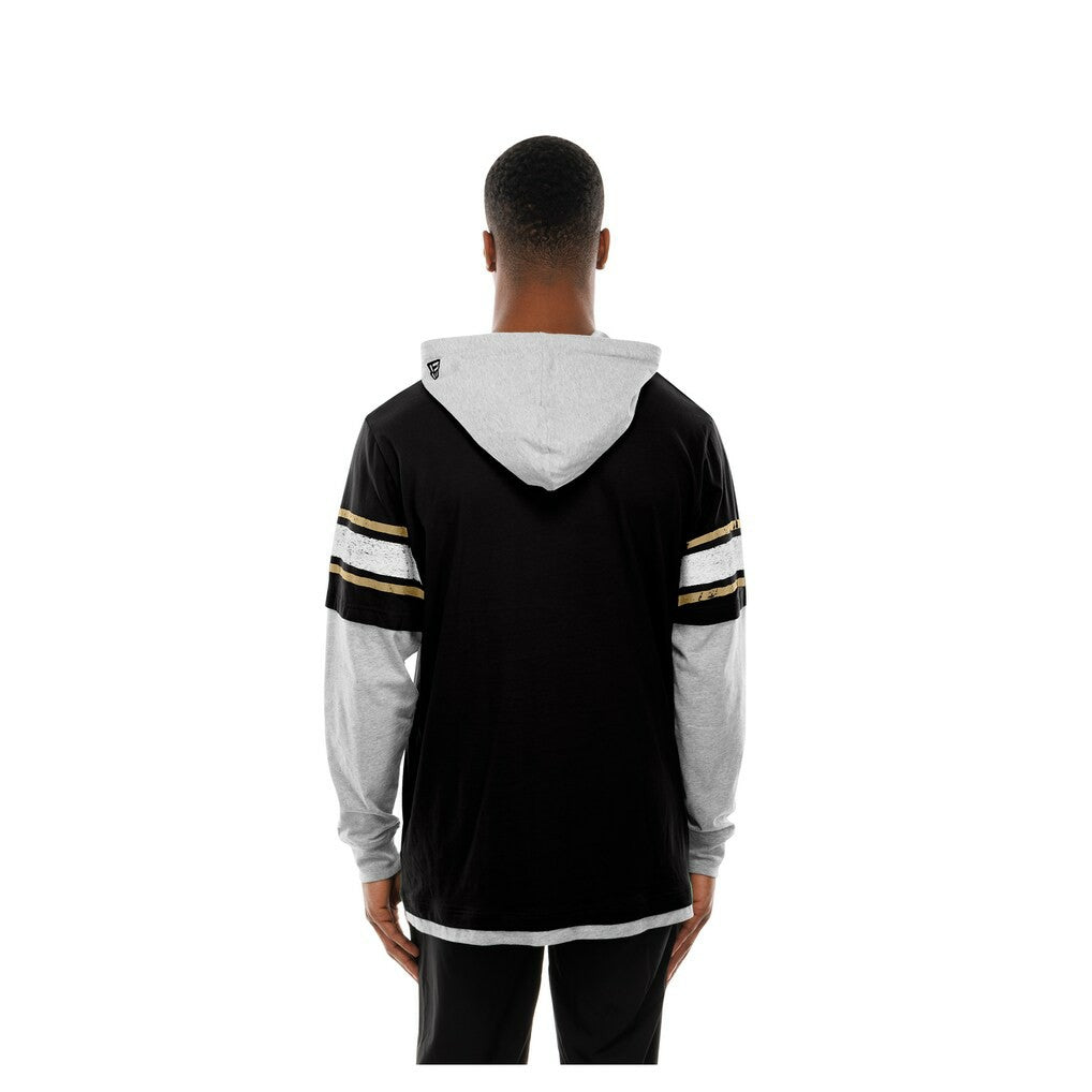 New Orleans Saints New Era Twofer Layered Long Sleeve Hoodie T-Shirt