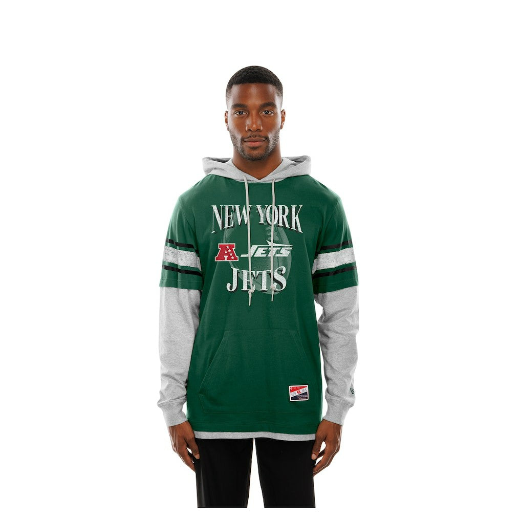 New York Jets New Era Twofer Layered Long Sleeve Hoodie T-Shirt