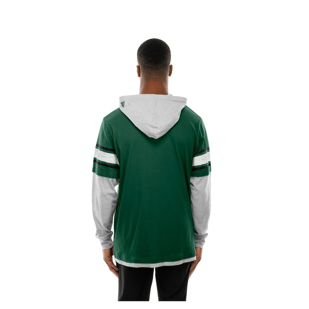 New York Jets New Era Twofer Layered Long Sleeve Hoodie T-Shirt