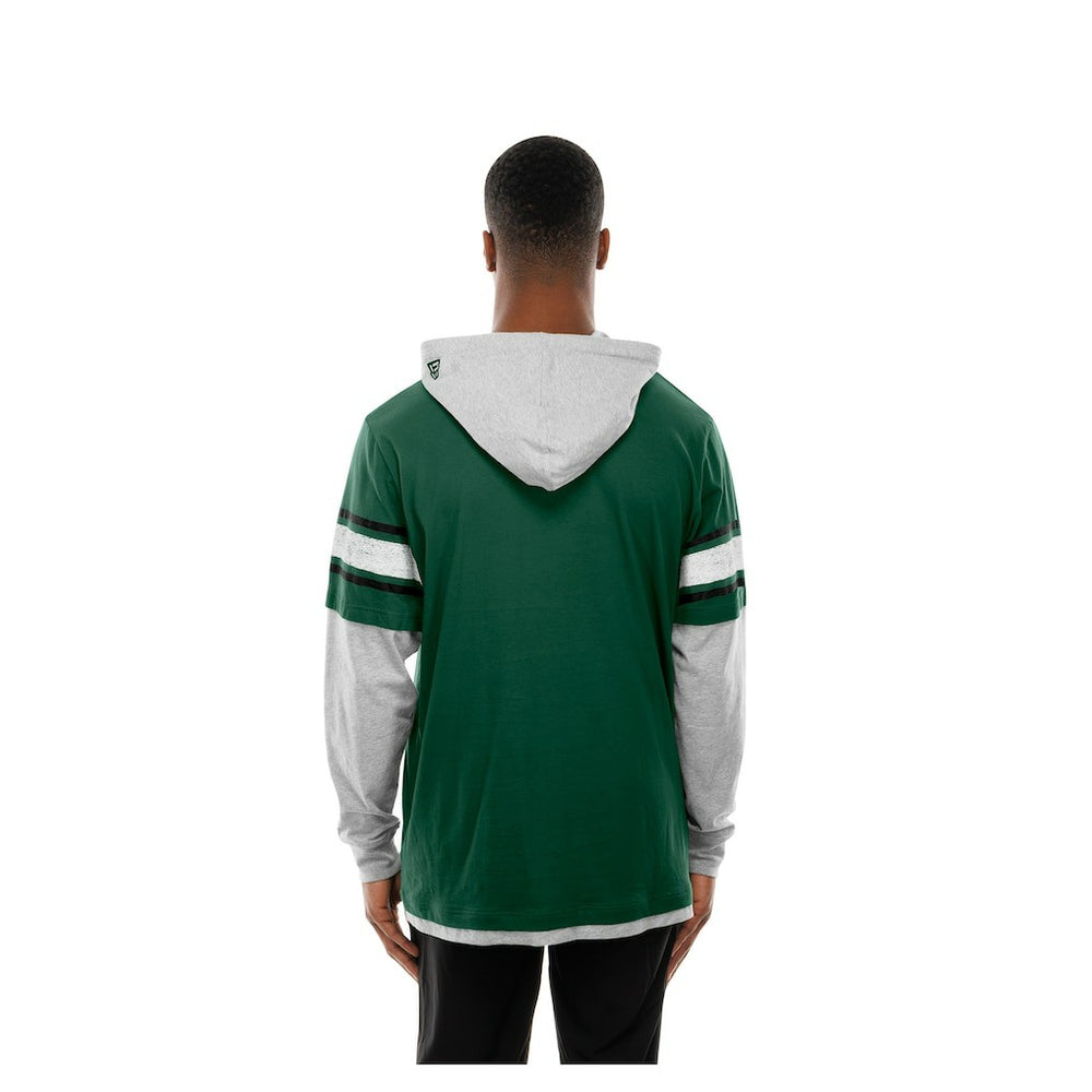 New York Jets New Era Twofer Layered Long Sleeve Hoodie T-Shirt