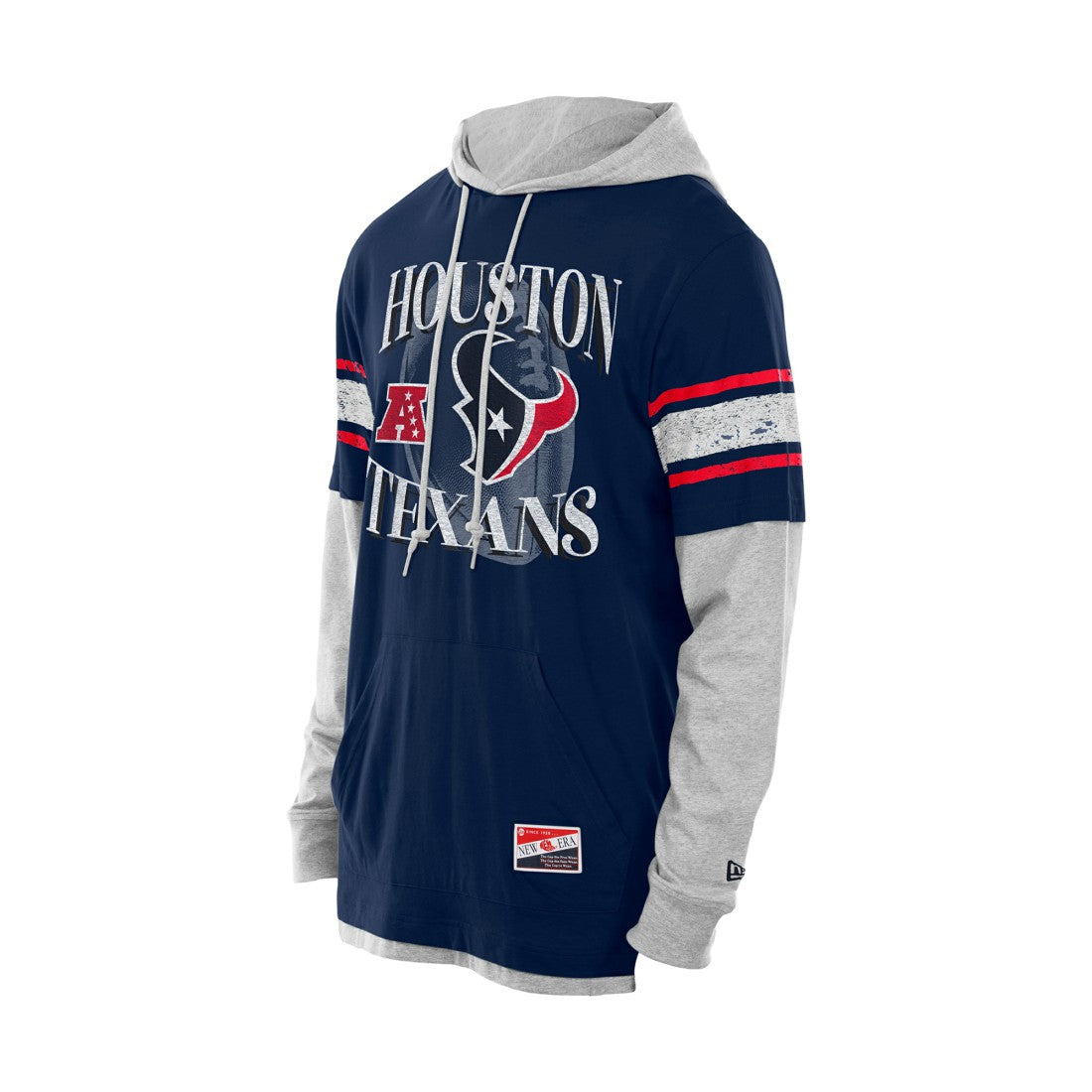 Houston Texans New Era Twofer Layered Long Sleeve Hoodie T-Shirt