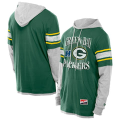 Green Bay Packers New Era Twofer Layered Long Sleeve Hoodie T-Shirt
