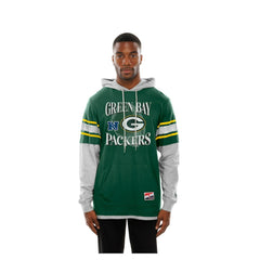 Green Bay Packers New Era Twofer Layered Long Sleeve Hoodie T-Shirt