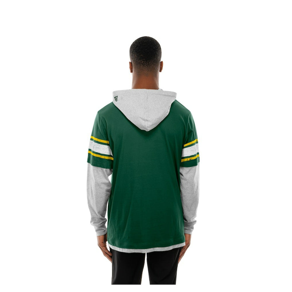 Green Bay Packers New Era Twofer Layered Long Sleeve Hoodie T-Shirt
