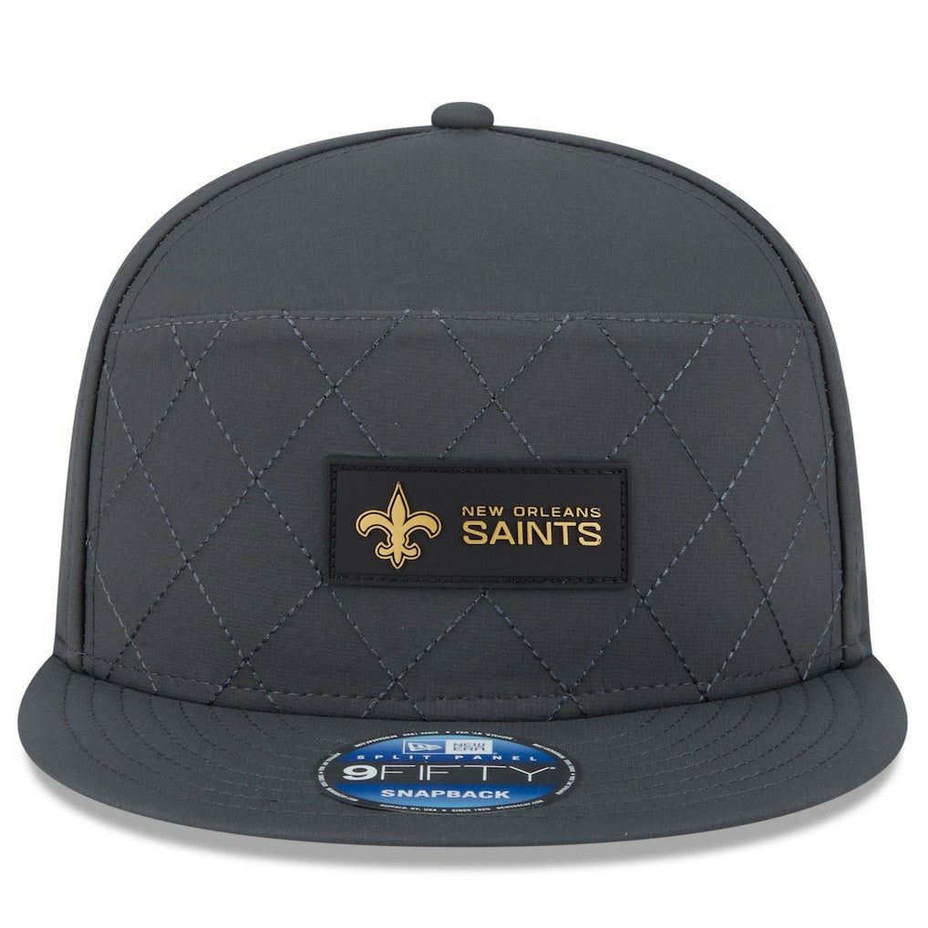 New Orleans Saints New Era 2025 Sideline Cold Weather Split Panel 9FIFTY Snapback Hat