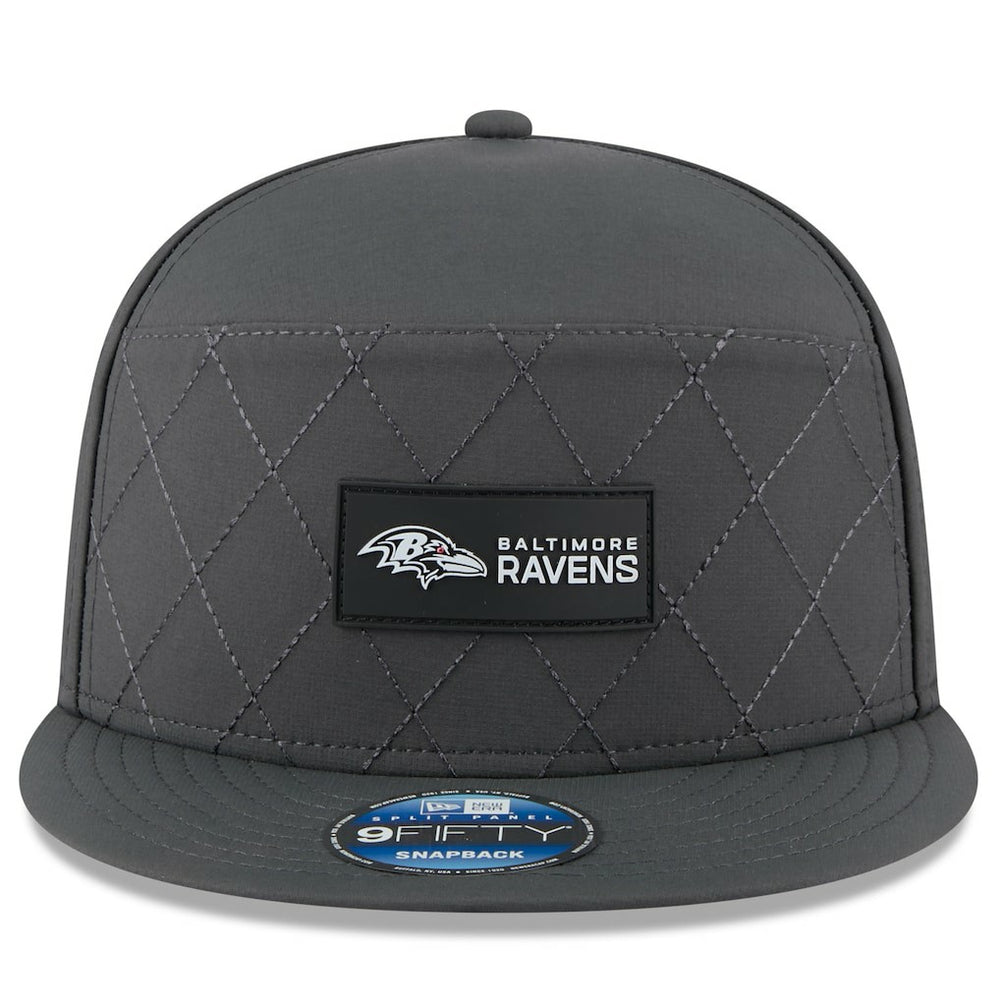 Baltimore Ravens New Era 2025 Sideline Cold Weather Split Panel 9FIFTY Snapback Hat