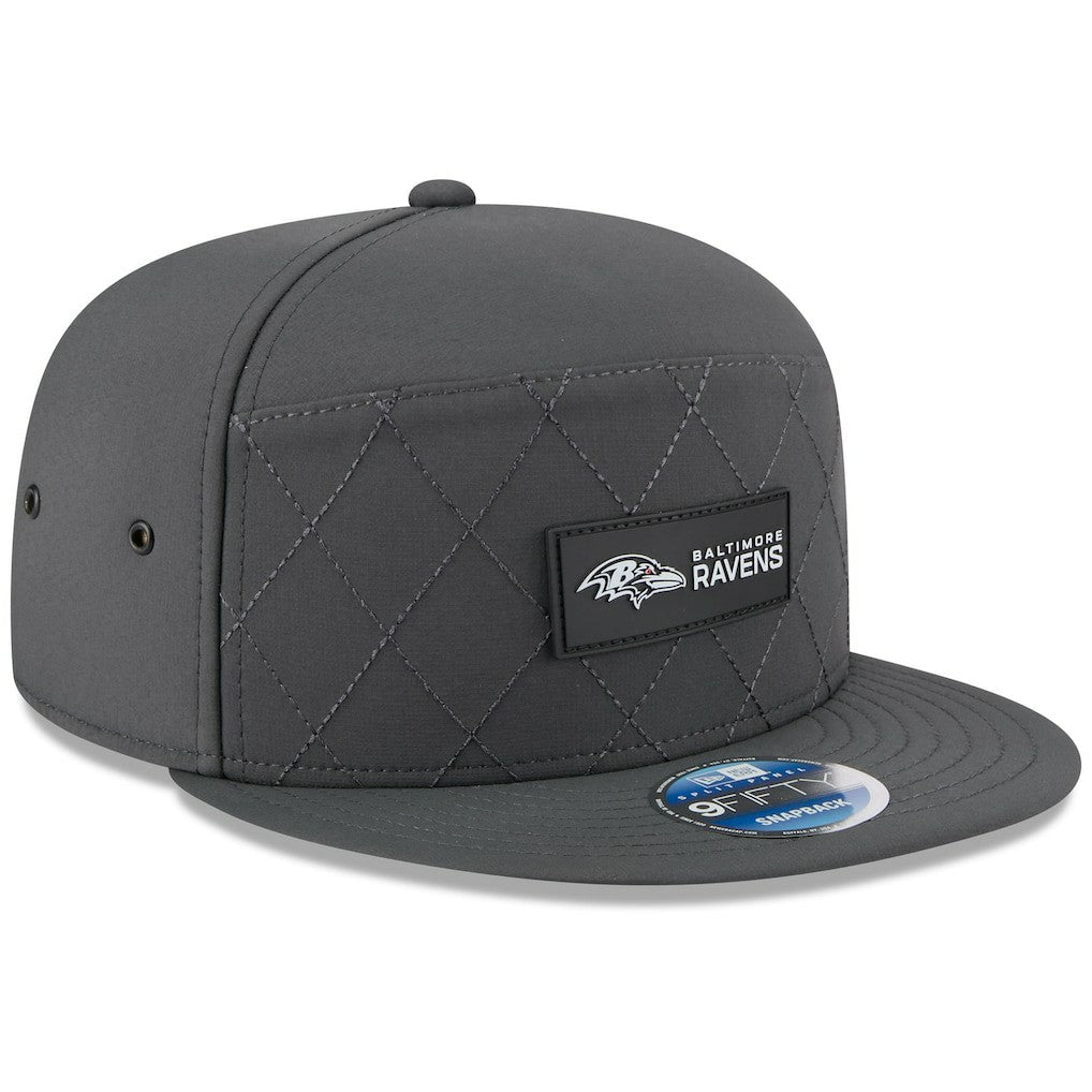 Baltimore Ravens New Era 2025 Sideline Cold Weather Split Panel 9FIFTY Snapback Hat