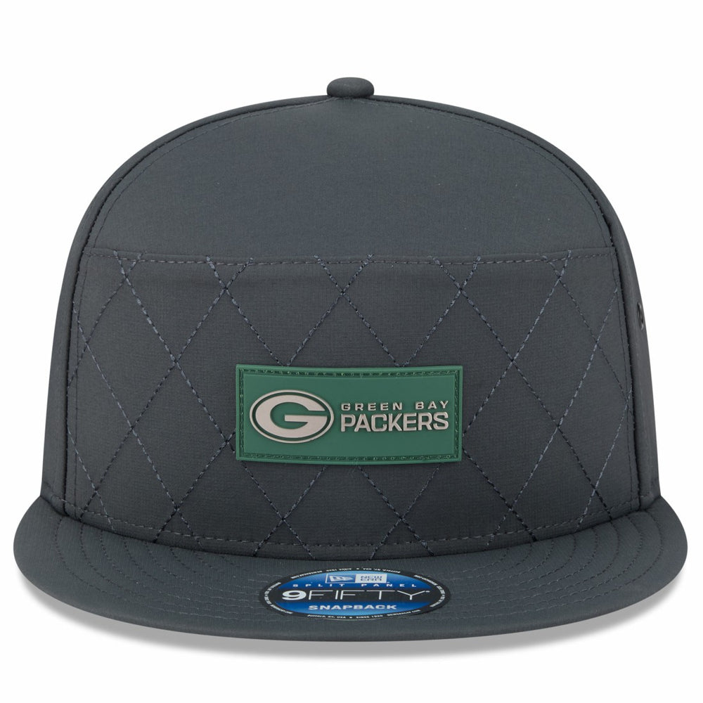 Green Bay Packers New Era 2025 Sideline Cold Weather Split Panel 9FIFTY Snapback Hat