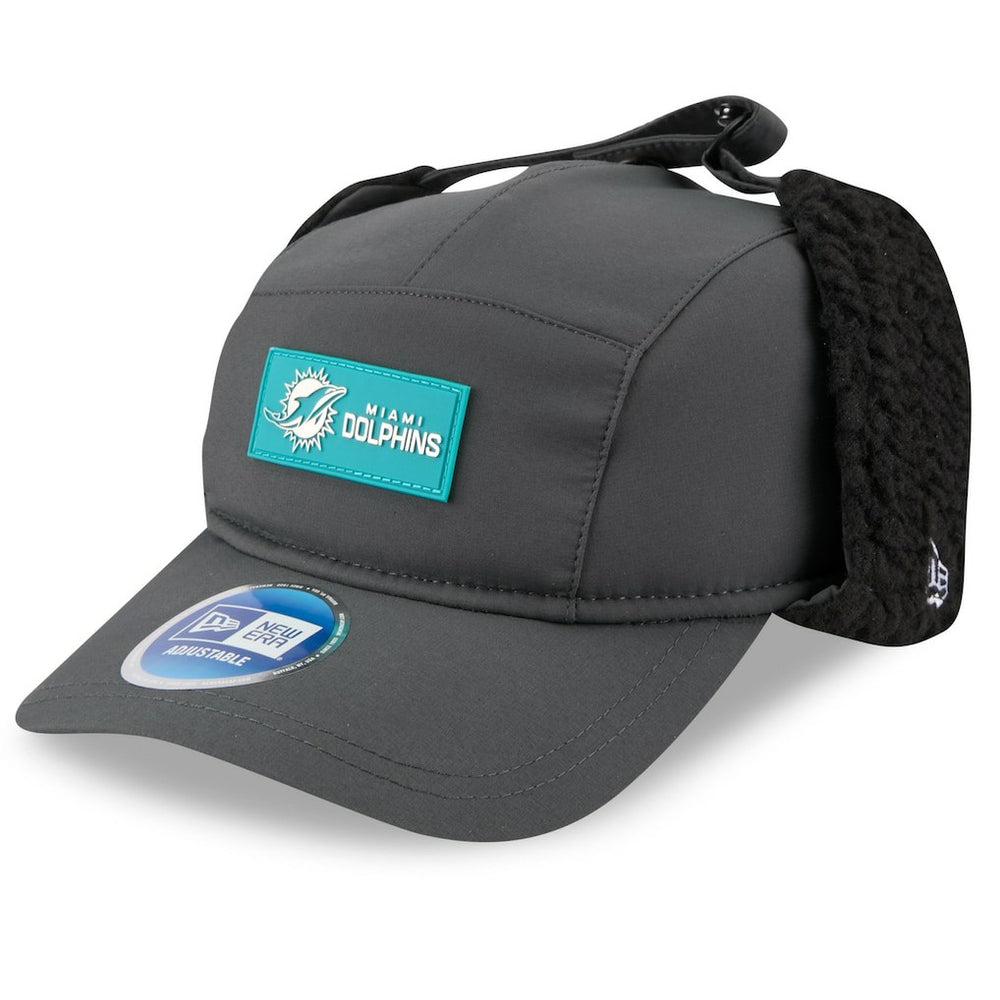 Miami Dolphins New Era 2025 Sideline Cold Weather Runner Dog Ear Adjustable Hat