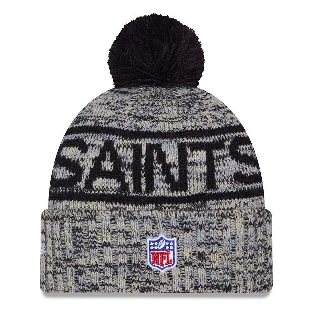 New Orleans Saints New Era 2025 Sideline Cold Weather Cuffed Knit Hat with Pom