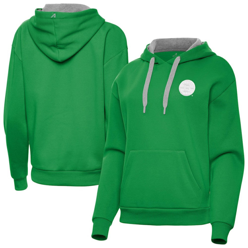 Boston Bruins Antigua Women's St. Patrick's Day Victory Pullover Hoodie Outlet