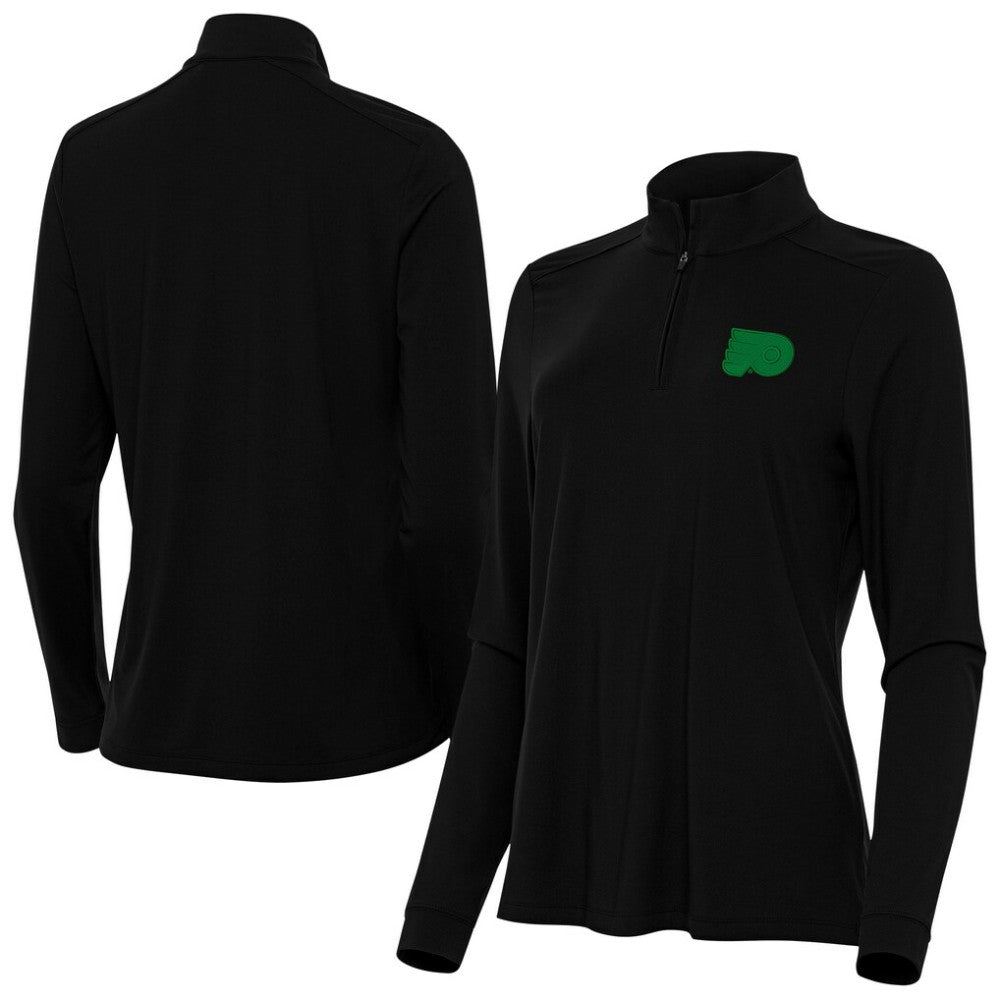 Philadelphia Flyers Antigua Women's St. Patrick's Day Intent Quarter-Zip Performance Pullover Sale