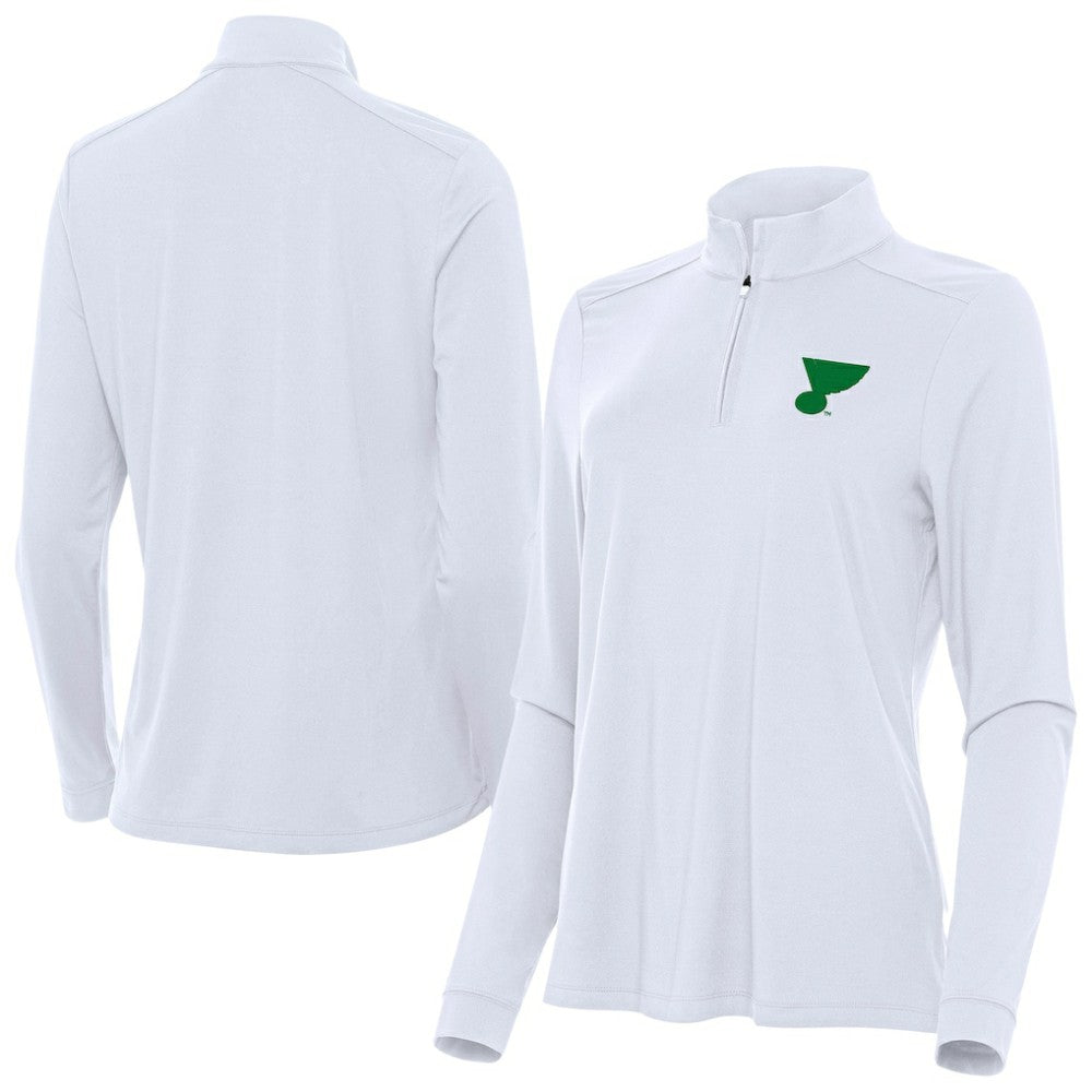 St. Louis Blues Antigua Women's St. Patrick's Day Intent Quarter-Zip Performance Pullover Sale