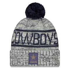 Dallas Cowboys New Era 2025 Sideline Cold Weather Cuffed Knit Hat with Pom