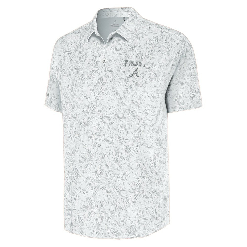 Atlanta Braves Antigua Palm Tree Spring Training Lush Button-Up Shirt | MLB Outlet