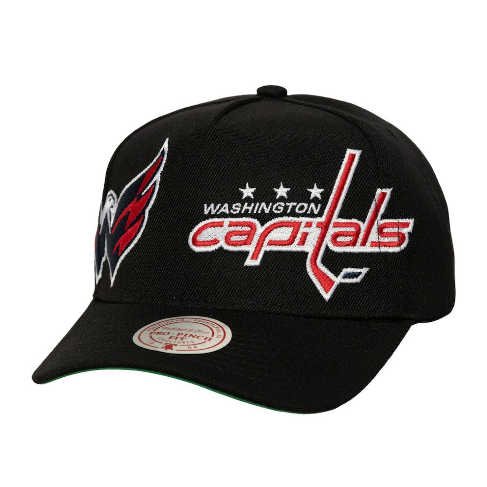Washington Capitals Mitchell & Ness Busted Logo Wordmark Wrap-Around Pro Pinch Adjustable Hat On Sale