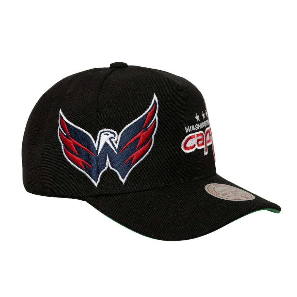 Washington Capitals Mitchell & Ness Busted Logo Wordmark Wrap-Around Pro Pinch Adjustable Hat On Sale