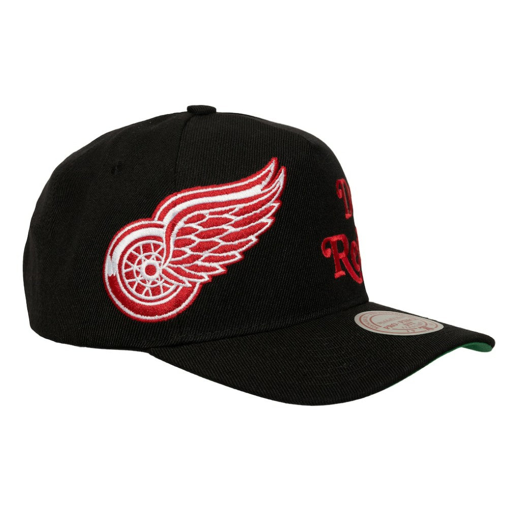 Detroit Red Wings Mitchell & Ness Busted Logo Wordmark Wrap-Around Pro Pinch Adjustable Hat Discount