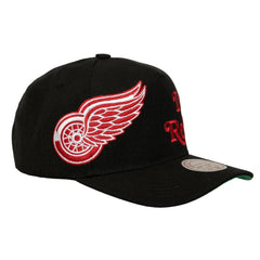 Detroit Red Wings Mitchell & Ness Busted Logo Wordmark Wrap-Around Pro Pinch Adjustable Hat Discount