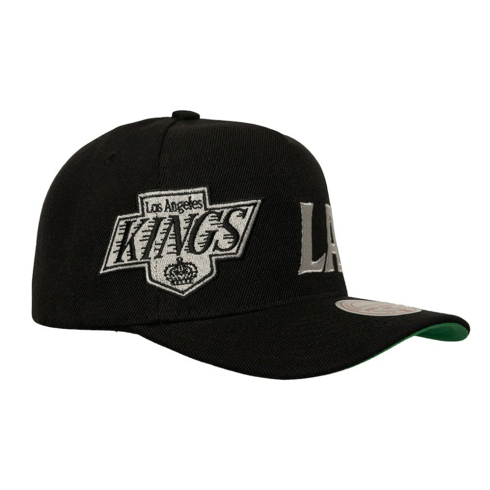 Los Angeles Kings Mitchell & Ness Busted Logo Wordmark Wrap-Around Pro Pinch Adjustable Hat Discount