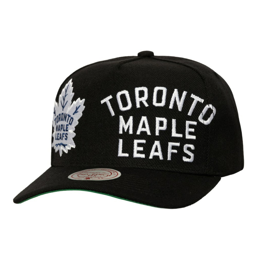Toronto Maple Leafs Mitchell & Ness Busted Logo Wordmark Wrap-Around Pro Pinch Adjustable Hat On Sale