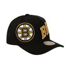 Boston Bruins Mitchell & Ness Busted Logo Wordmark Wrap-Around Pro Pinch Adjustable Hat Outlet