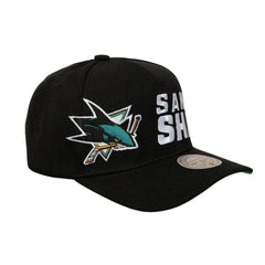 San Jose Sharks Mitchell & Ness Busted Logo Wordmark Wrap-Around Pro Pinch Adjustable Hat Online