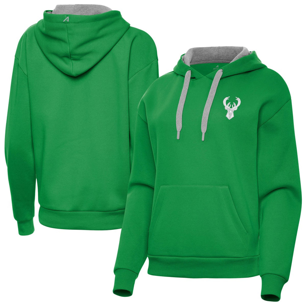 Milwaukee Bucks Antigua Women's St. Patrick's Day Victory Pullover Hoodie Outlet