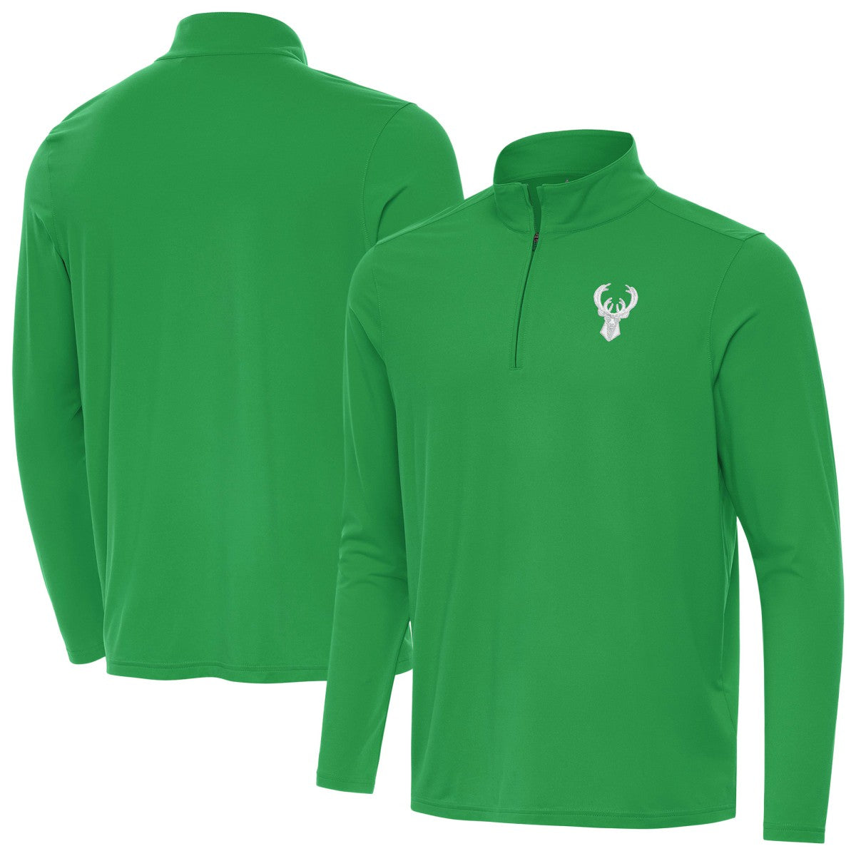 Milwaukee Bucks Antigua St. Patrick's Day Intent Quarter-Zip Jacket New