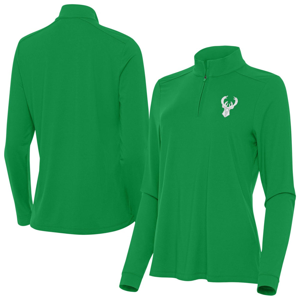 Milwaukee Bucks Antigua Women's St. Patrick's Day Intent Quarter-Zip Top Outlet