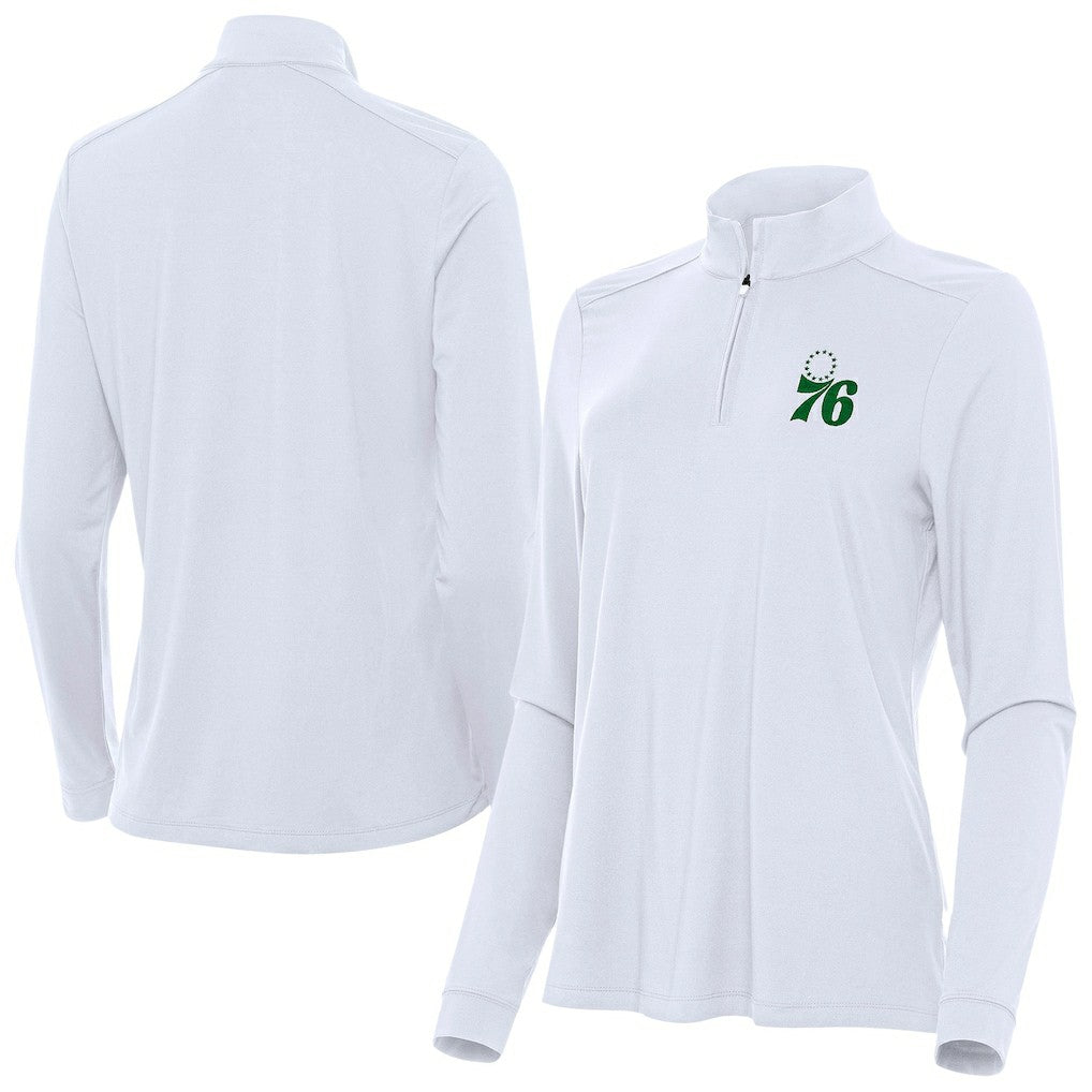 Philadelphia 76ers Antigua Women's St. Patrick's Day Intent Quarter-Zip Top Discount