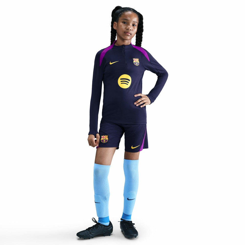 Barcelona Youth 2025/26 Strike Drill Quarter-Zip Dri-FIT Long Sleeve Top Navy - Nike